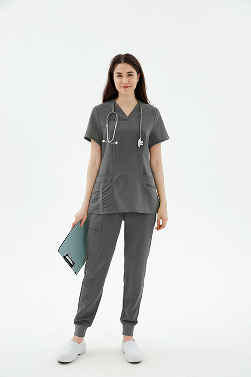 Women Joggers Scrub Set - Grey